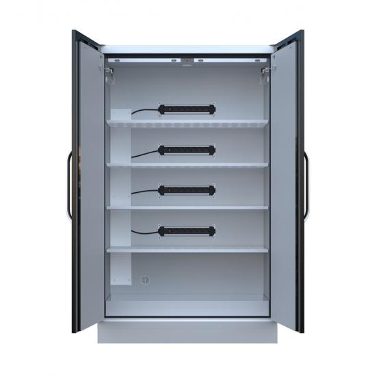 Armoire LithiumVault 2 portes avec racks de prises électriques 16A