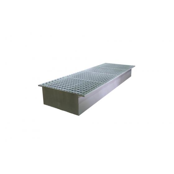 Bac rack galvanisé avec caillebotis<br>Rétention : 1012 L
