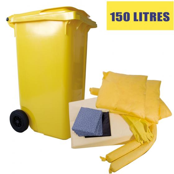 Kit anti pollution chimique - Poubelle <br> Absorption : 150 L