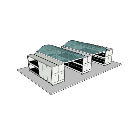 Magasin modulaire de 8 mètres 2 niveaux 2 allées