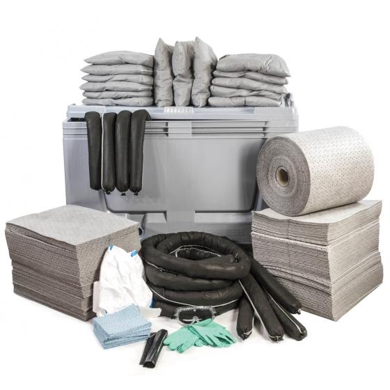Kit anti-pollution tous liquides - Caisse palette <br>  Absorption : 600 L