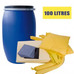Kit anti-pollution chimique - Fût  Absorption : 100 L