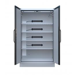 Armoire LithiumVault 2 portes avec extincteur FirePro et racks de prises électriques