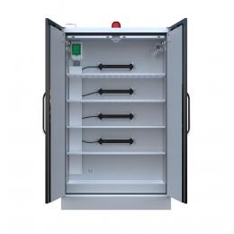 Armoire LithiumVault 2 portes avec extincteur FIREPRO et racks de prises électriques