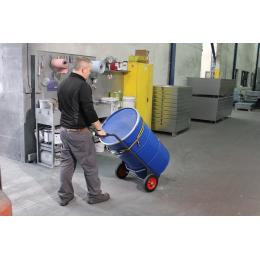 Diable pour fûts métallique et plastique 2 roues