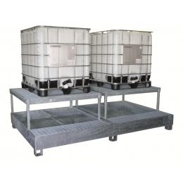 Bac de rétention en acier  2 conteneurs de 1000 L