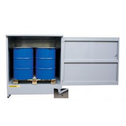 Bac de rétention fermé en acier - 4 fûtsPieds réglables