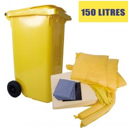 Kit anti pollution chimique - Poubelle  Absorption : 150 L