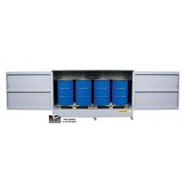 Bac de rétention fermé en acier 2 cuves de 1080 LPieds réglables