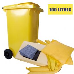 Kit anti-pollution chimique - Poubelle  Absorption : 100 L