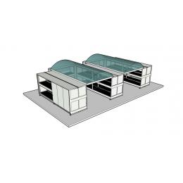 Magasin modulaire de 8 mètres 2 niveaux 2 allées